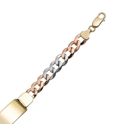 Women's Miami Curb Link ID Bracelet 10K Tri-Color Gold - Solid - bayamjewelry