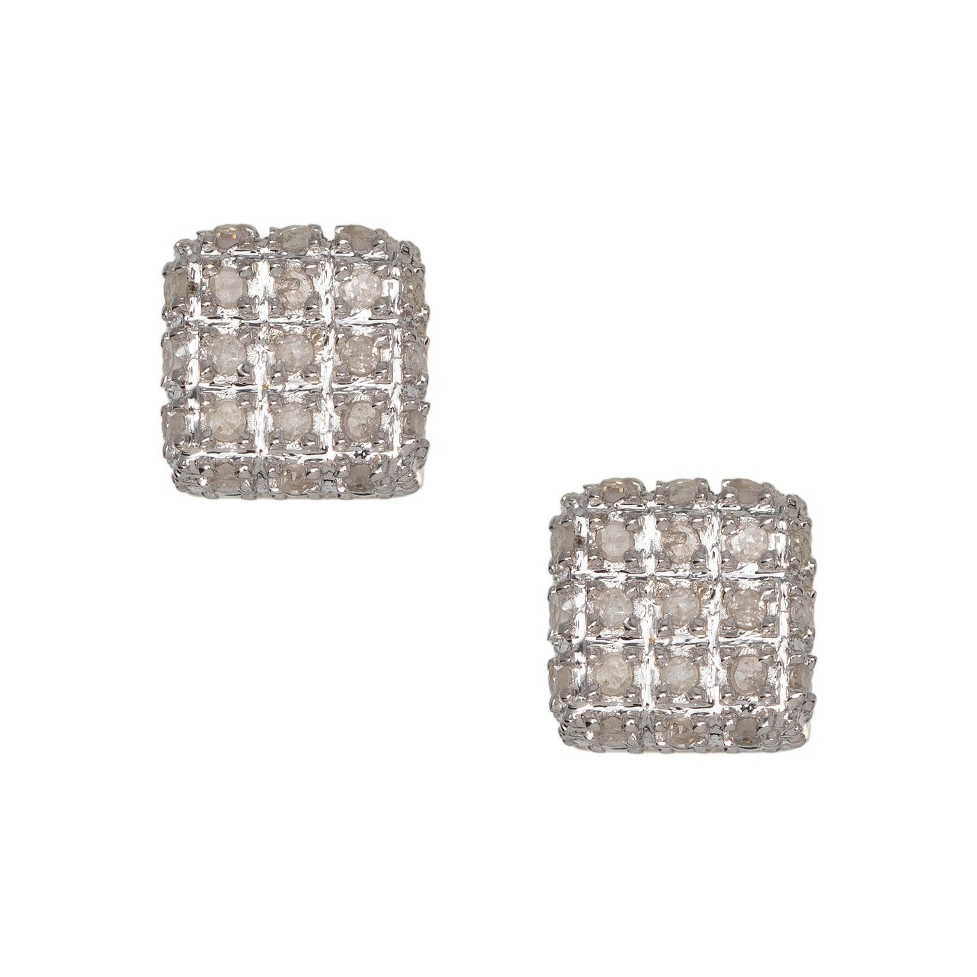 Women's Micro-Pavé Cube Diamond Stud Earrings 0.20ct 10K Yellow Gold - bayamjewelry