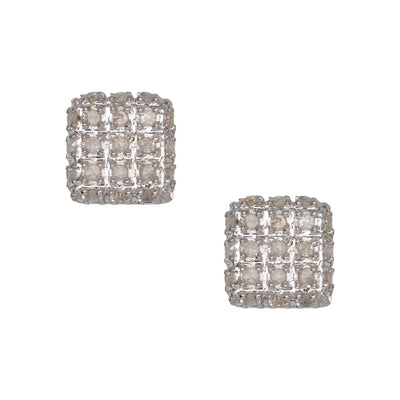Women's Micro-Pavé Cube Diamond Stud Earrings 0.20ct 10K Yellow Gold - bayamjewelry