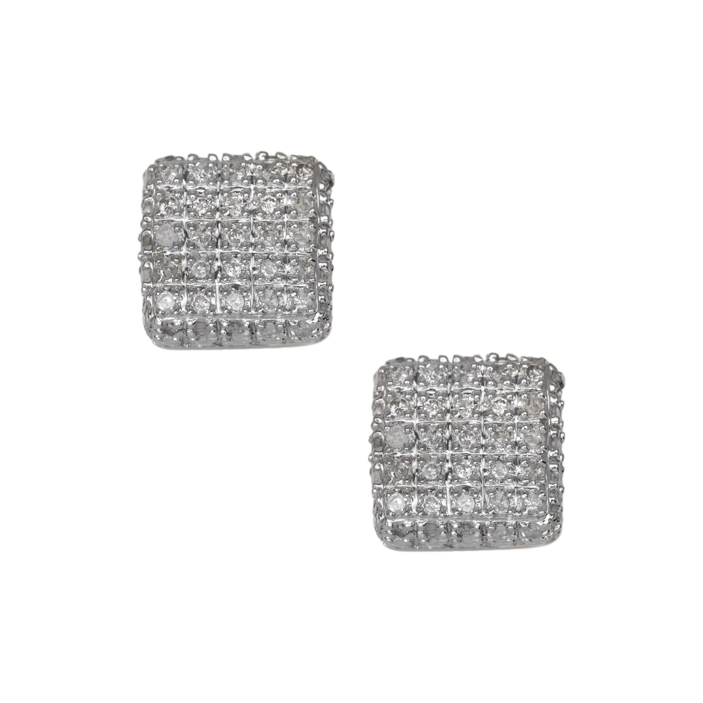 Women's Micro-Pavé Cube Diamond Stud Earrings 0.35ct 10K Yellow Gold - bayamjewelry