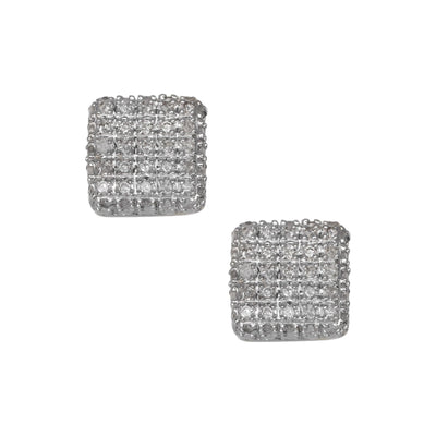 Women's Micro-Pavé Cube Diamond Stud Earrings 0.35ct 10K Yellow Gold - bayamjewelry