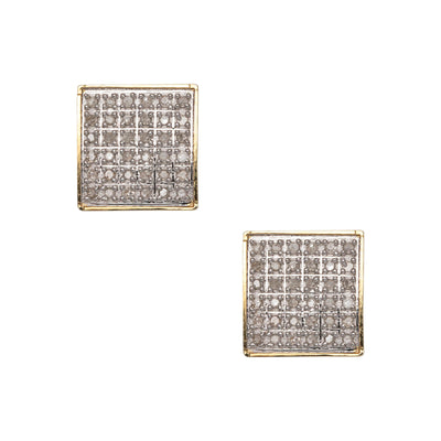 Women's Micro-Pavé Square Diamond Stud Earrings 0.29ct 10K Yellow Gold - bayamjewelry