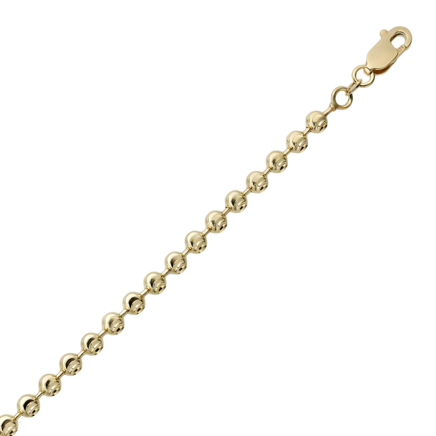Women's Moon Cut Bead Ball Dog Tag Bracelet 14K Gold - bayamjewelry
