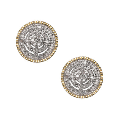 Women's Multi-Diamond Double Frame Round Diamond Stud Earrings 0.4ct 10K Yellow Gold - bayamjewelry