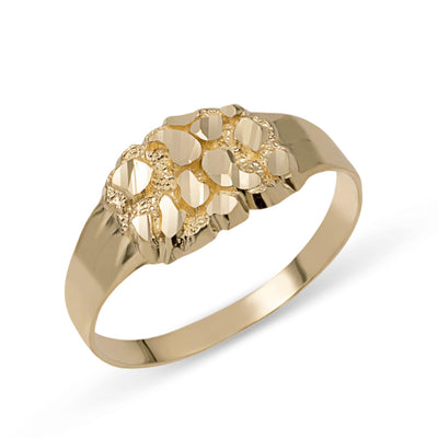 Women's Nugget Oval Ring Solid 10K Yellow Gold - bayamjewelry