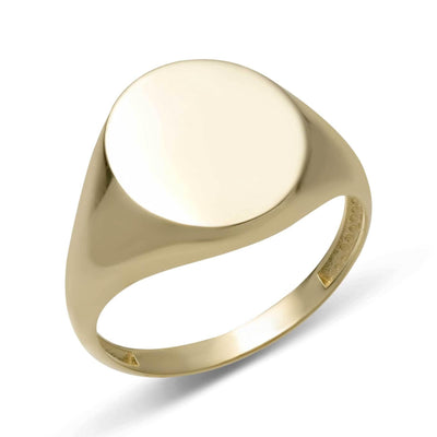 Women's Oval Signet Ring Solid 14K Yellow Gold - bayamjewelry