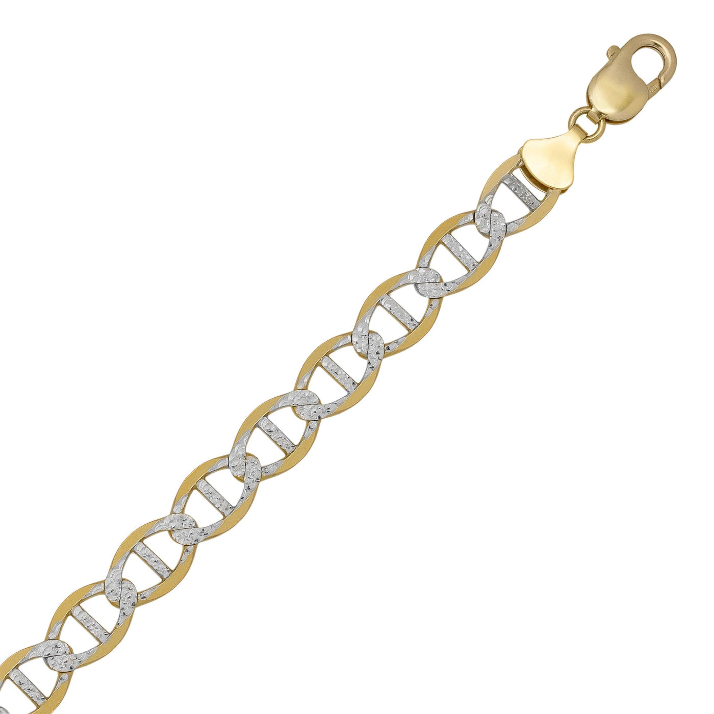 Women's Pave Mariner Link Bracelet 10K Yellow White Gold - Solid - bayamjewelry