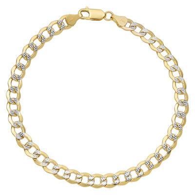 Women's Pave Miami Curb Link Bracelet 14K Yellow White Gold - Hollow - bayamjewelry