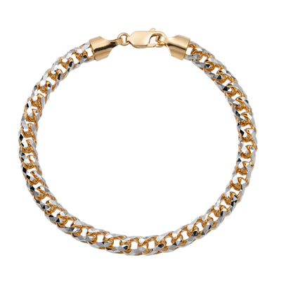 Women's Pave Round Franco Chain Bracelet 14K Yellow White Gold - bayamjewelry