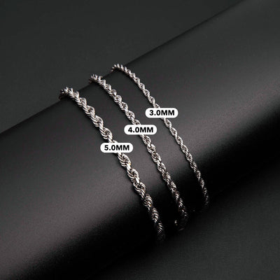 Women's Rope Chain Bracelet 10K White Gold - Hollow - bayamjewelry