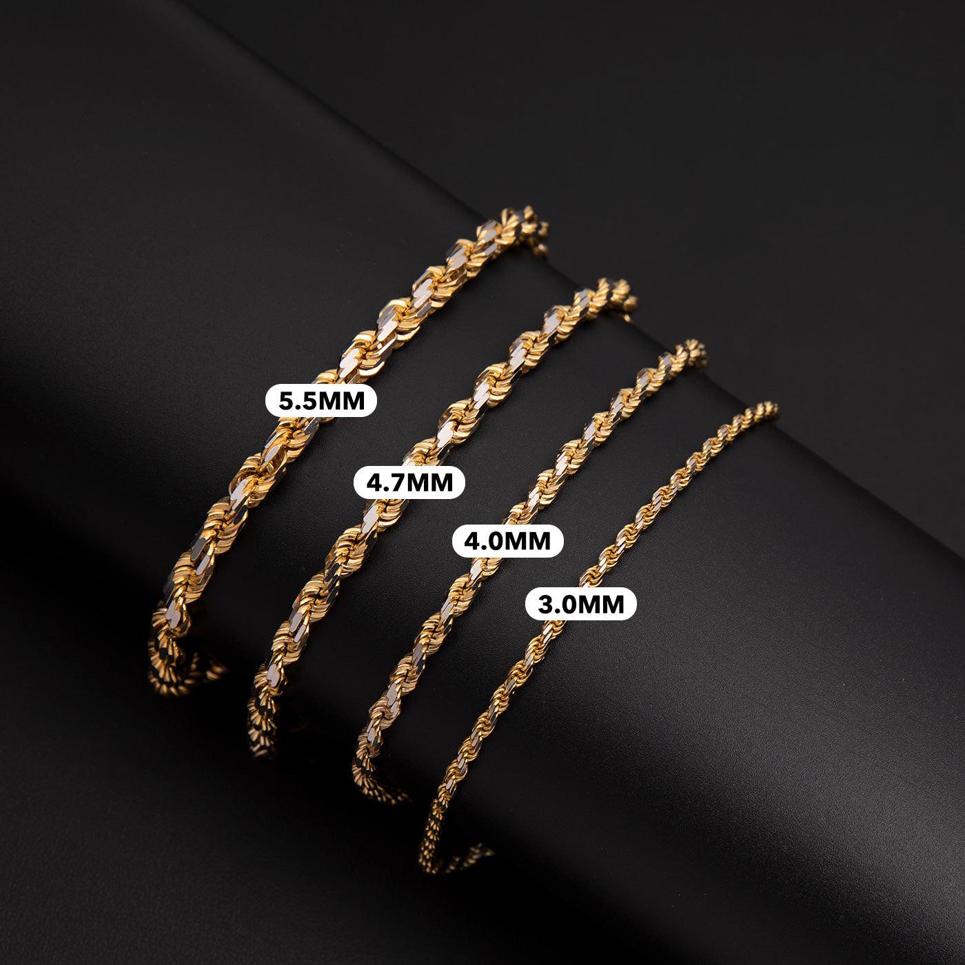 Women's Rope Chain Bracelet 14K Yellow White Gold - Solid - bayamjewelry