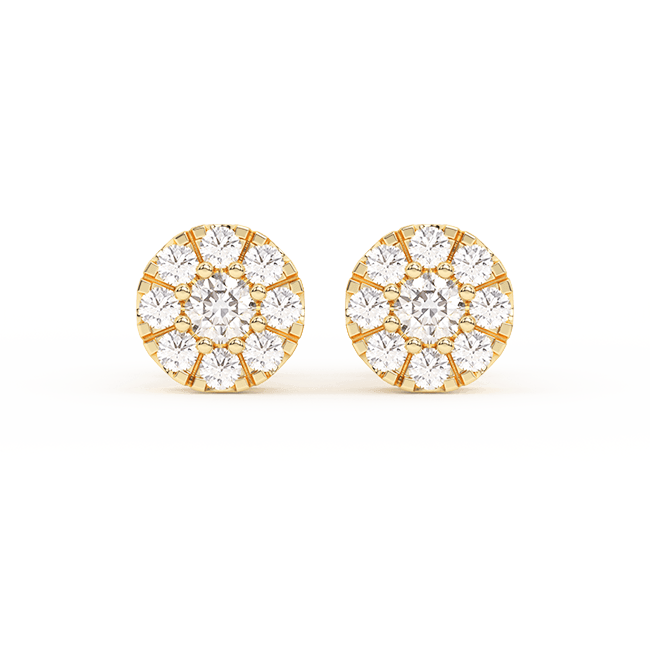 Women's Round Cluster Diamond Stud Earrings 0.31ct 14K Gold - bayamjewelry