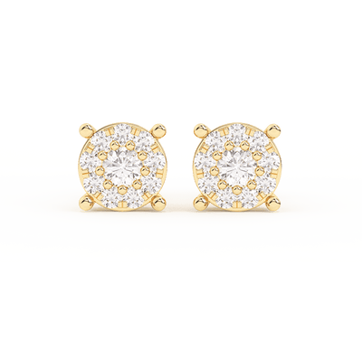 Women's Round Cluster Diamond Stud Earrings 0.34ct 14K Gold - bayamjewelry