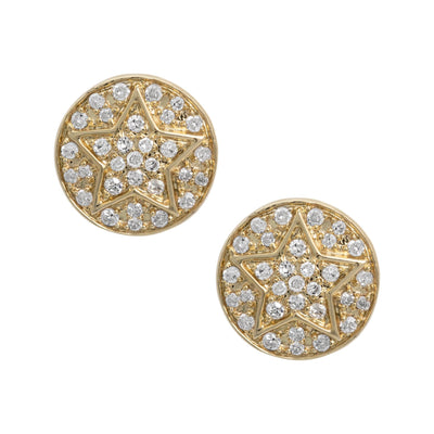Women's Round Cluster Star Diamond Stud Earrings 0.16ct 10K Yellow Gold - bayamjewelry