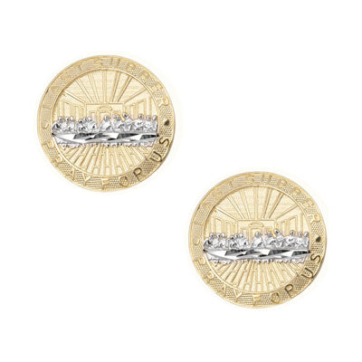 Women's Round Diamond Cut Last Supper Stud Earrings Solid 10K Yellow Gold - bayamjewelry