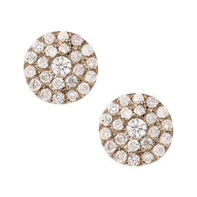 Women's Round Halo Cluster Diamond Stud Earrings 0.8ct 14K Yellow Gold - bayamjewelry