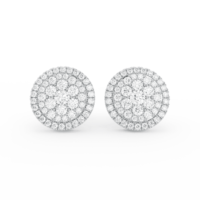 Women's Round Halo Cluster Diamond Stud Earrings 1.04ct 14K Gold - bayamjewelry