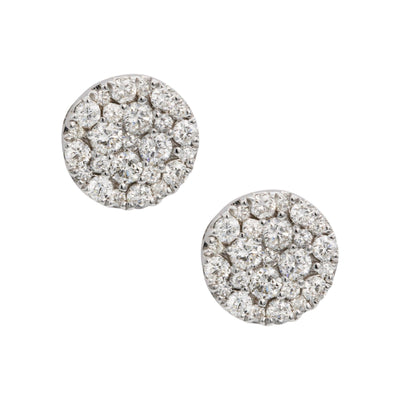 Women's Round Pave Diamond Stud Earrings 1.00ct 14K White Gold - bayamjewelry