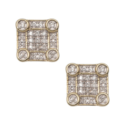 Women's Square Diamond Stud Earrings 0.23ct 10K Yellow Gold - bayamjewelry