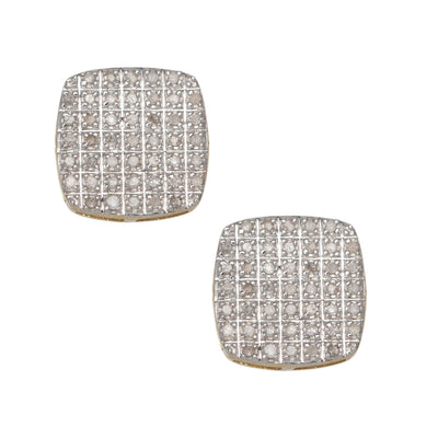 Women's Square Micro-Pavé Diamond Stud Earrings 0.32ct 10K Yellow Gold - bayamjewelry