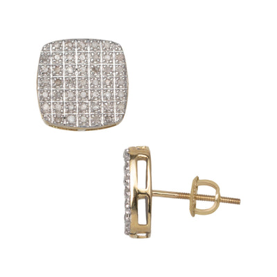 Women's Square Micro-Pavé Diamond Stud Earrings 0.32ct 10K Yellow Gold - bayamjewelry