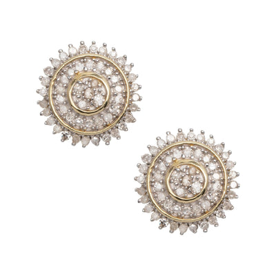 Women's Sunflower Design Micro-Pavé Diamond Stud Earrings 0.33ct 10K Yellow Gold - bayamjewelry