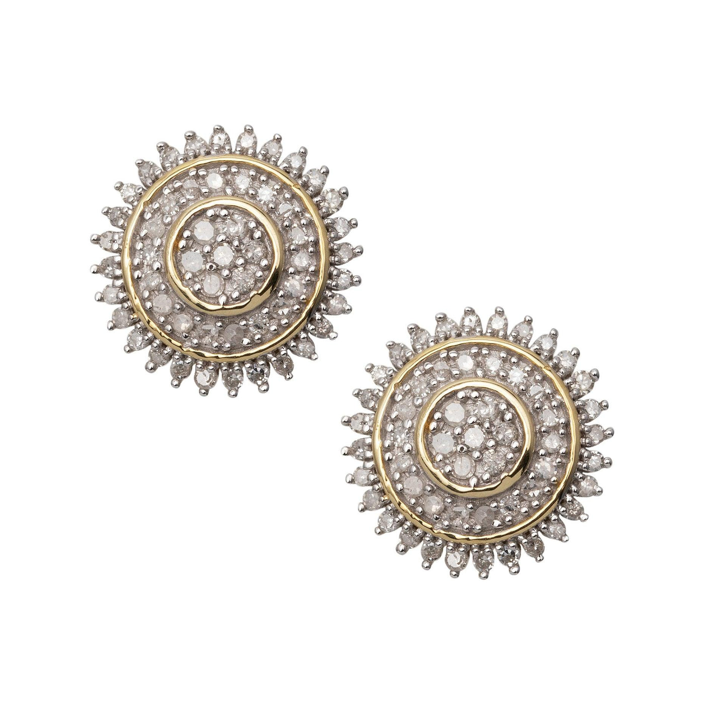Women's Sunflower Design Micro-Pavé Diamond Stud Earrings 0.40ct 10K Yellow Gold - bayamjewelry