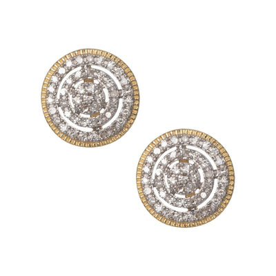 Women's Textured Frame Double Halo Cluster Round Diamond Stud Earrings 0.30ct 10K Yellow Gold - bayamjewelry