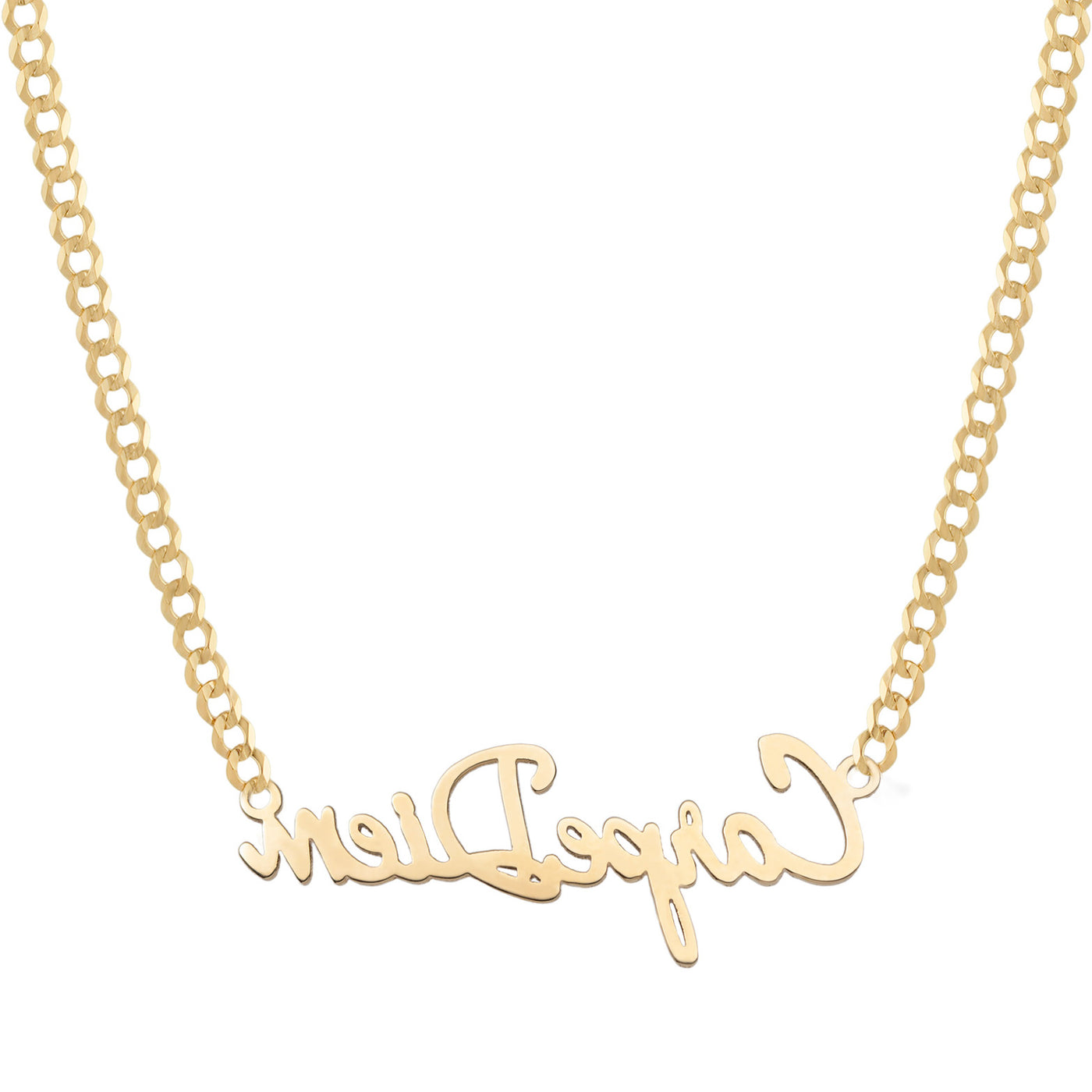 Ladies Script Name Plate Necklace 14K Gold - Style 105