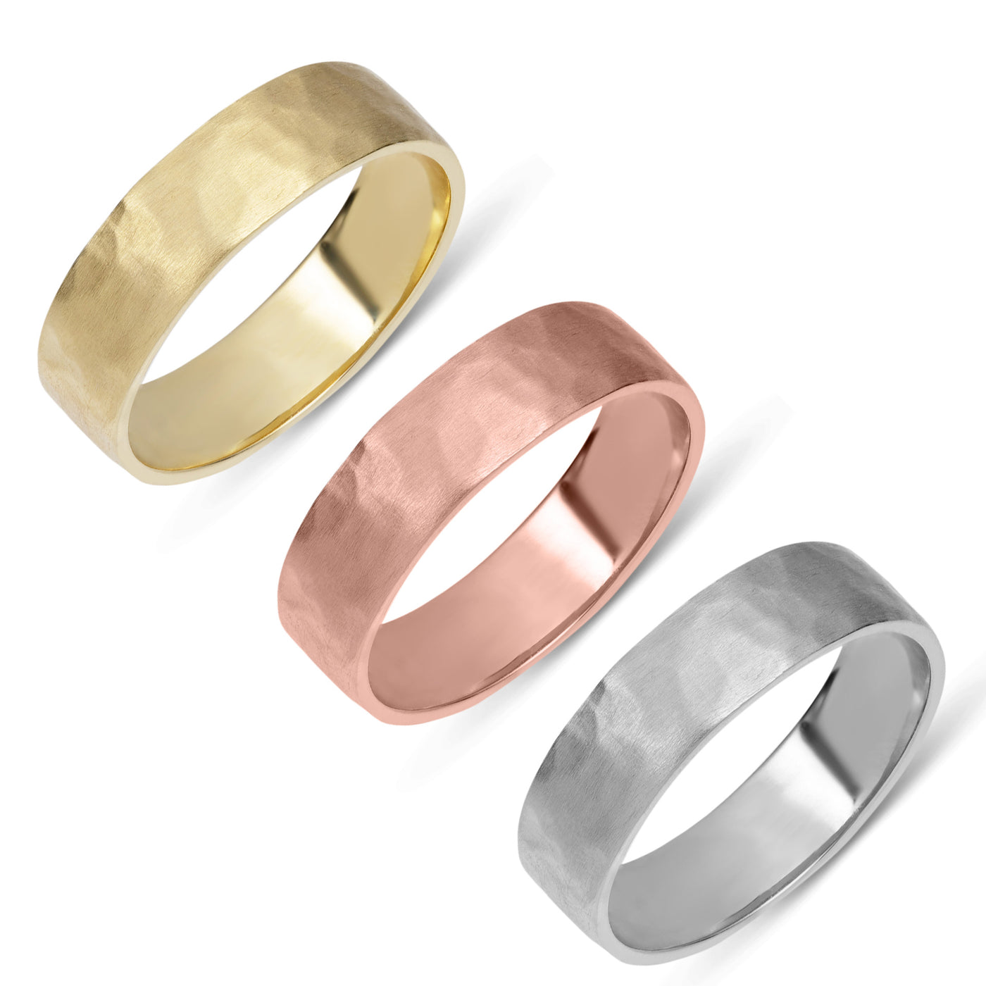 Hammered Wedding Band Gold - Solid