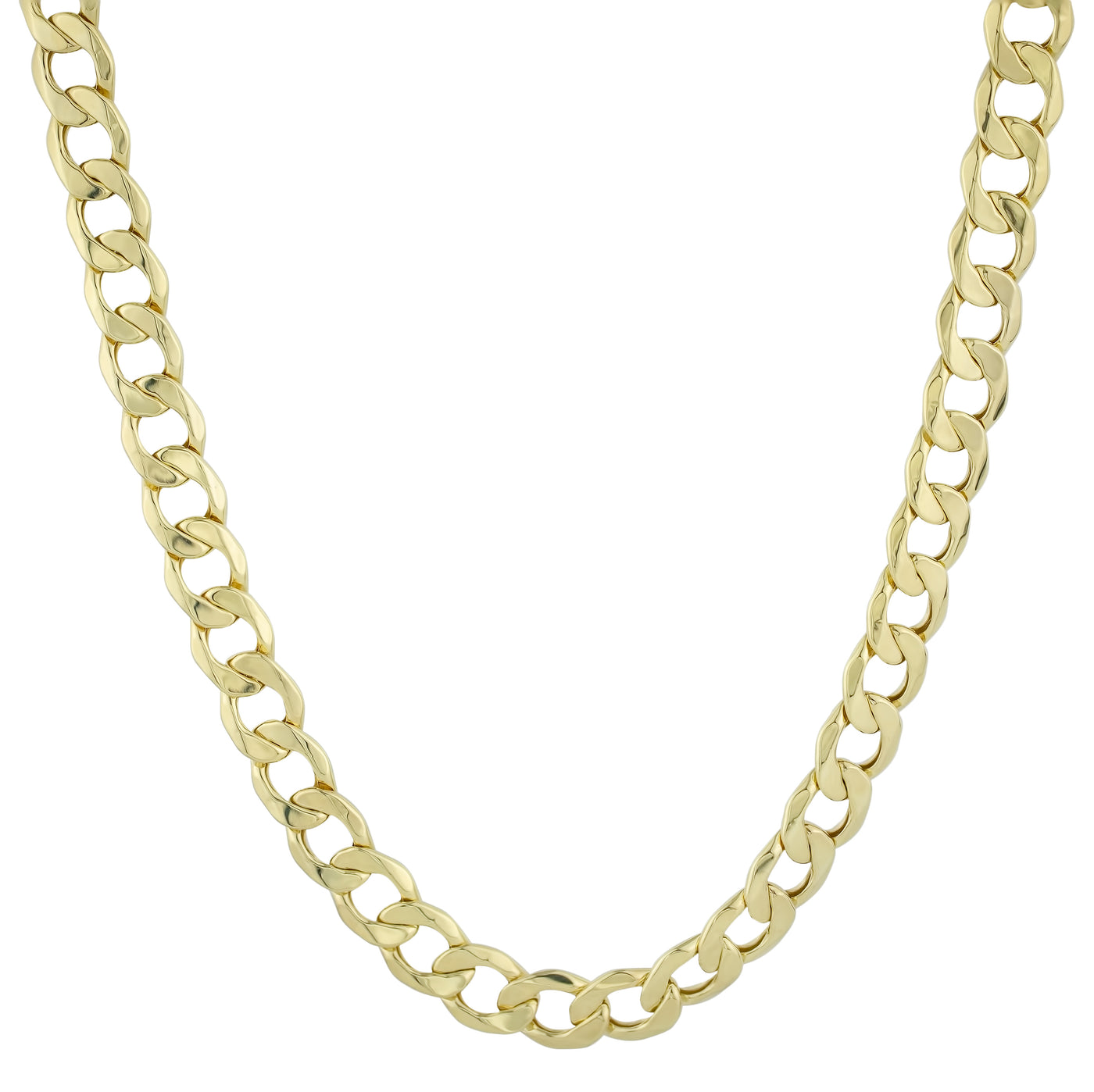 Miami Curb Link Chain Necklace 10K Yellow Gold - Hollow