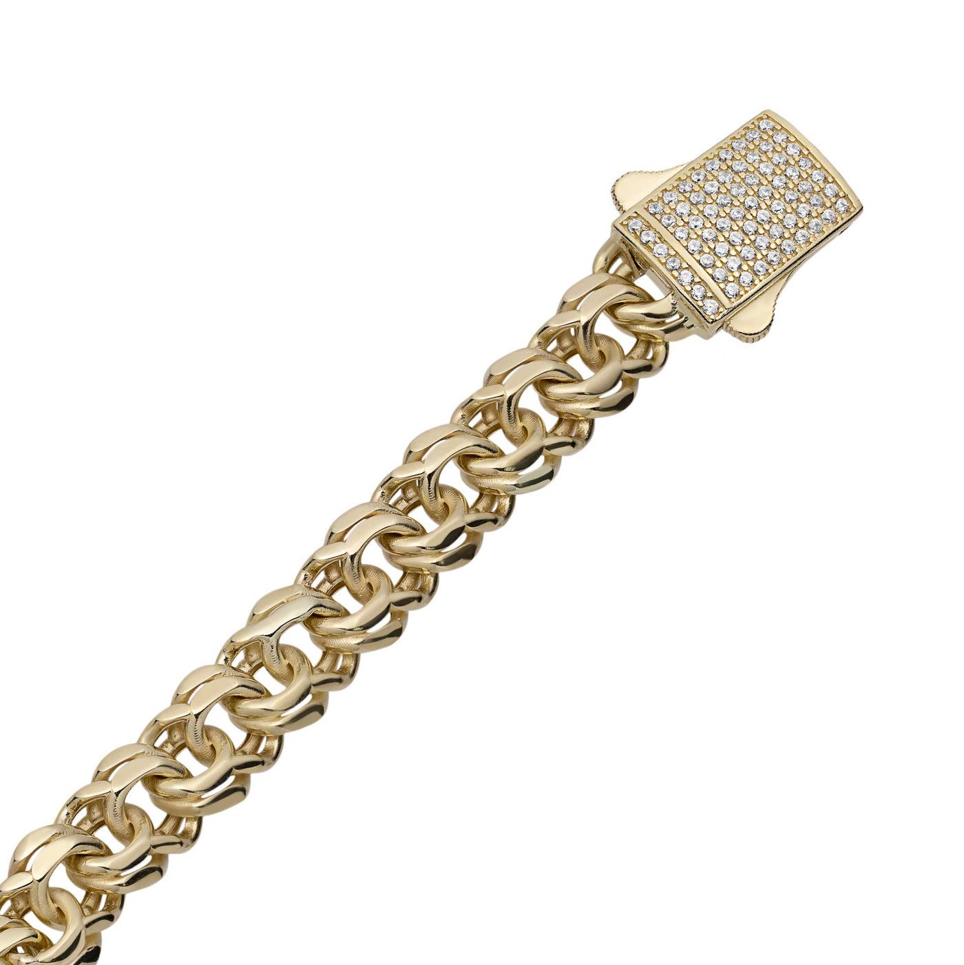 CZ St. Jude Rolo Link Chain Bracelet 10K Yellow Gold