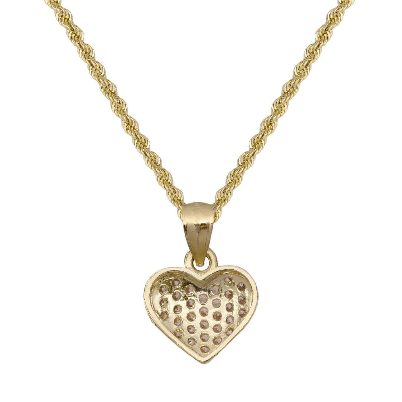 CZ Heart Pendant Necklace 10K Yellow Gold