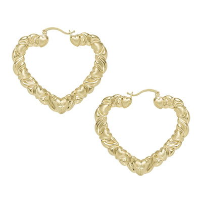 Diamond-Cut Kisses & Hearts Hoop Earrings 10K & 14K Yellow Gold