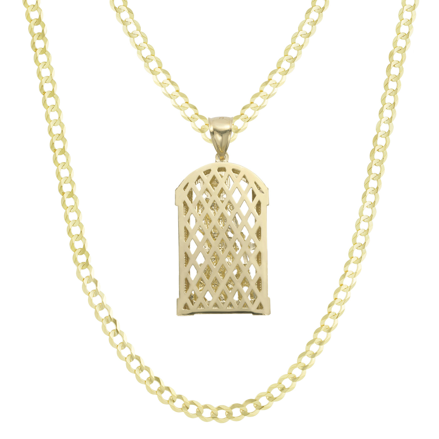 2" St. Barbara Pendant & Chain Necklace Set 10K Yellow Gold