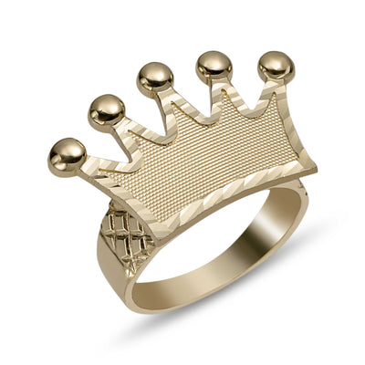 Diamond-Cut Crown Ring 10K Yellow Gold
