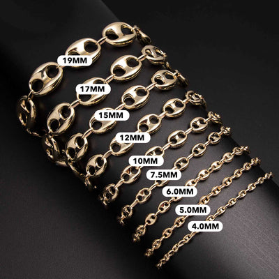 Women's Puffed Gucci Link Chain Bracelet 10K & 14K Yellow Gold - Hollow