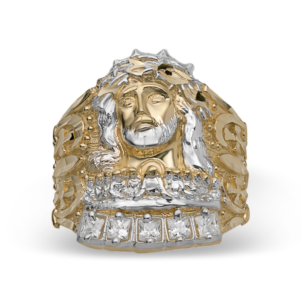 Party Wear 14k yellow Gold Hip Hop Iced out Diamond jesus ring., 25mm at Rs  43000 in Surat