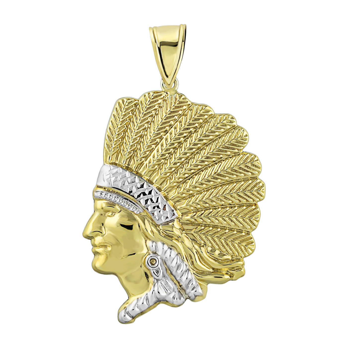 Indian Chief Pendant 10K Yellow Gold