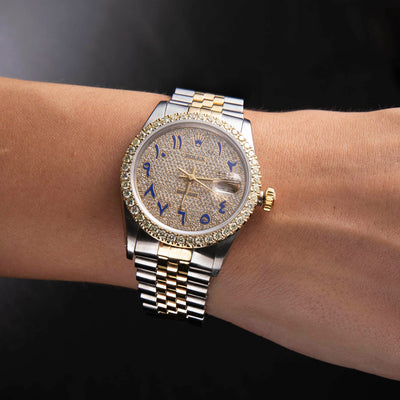 Rolex Datejust Diamond Bezel Watch 36mm Blue Arabic Numeral Dial | 3.65ct