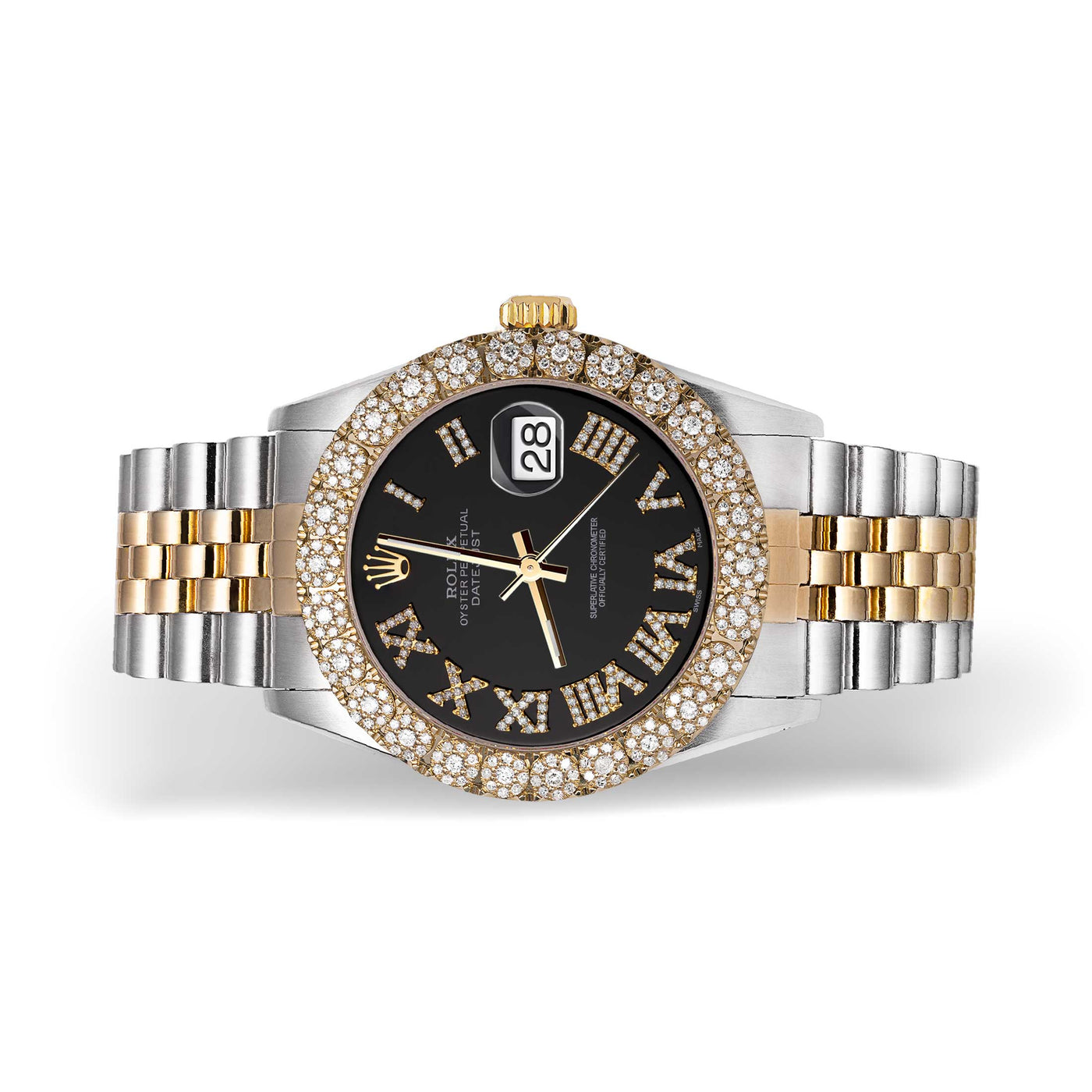 Rolex Datejust Diamond Bezel Watch 36mm Black Roman Dial | 2.25ct