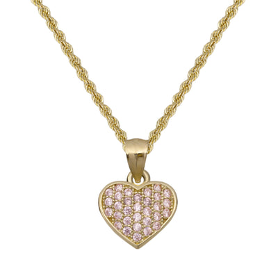 CZ Heart Pendant Necklace 10K Yellow Gold