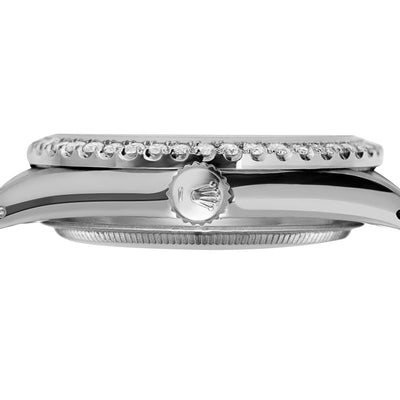 Women Rolex Datejust Diamond Bezel Watch 26mm Black Arabic Silver Dial | 2.20ct