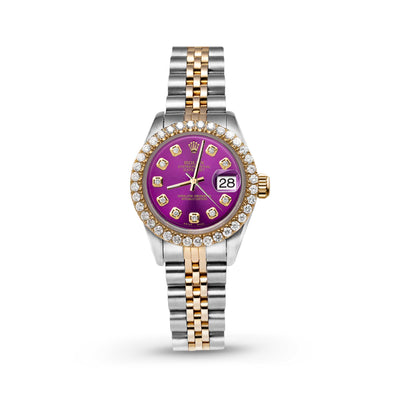 Women Rolex Datejust Diamond Bezel Watch 26mm Purple Dial | 1.25ct