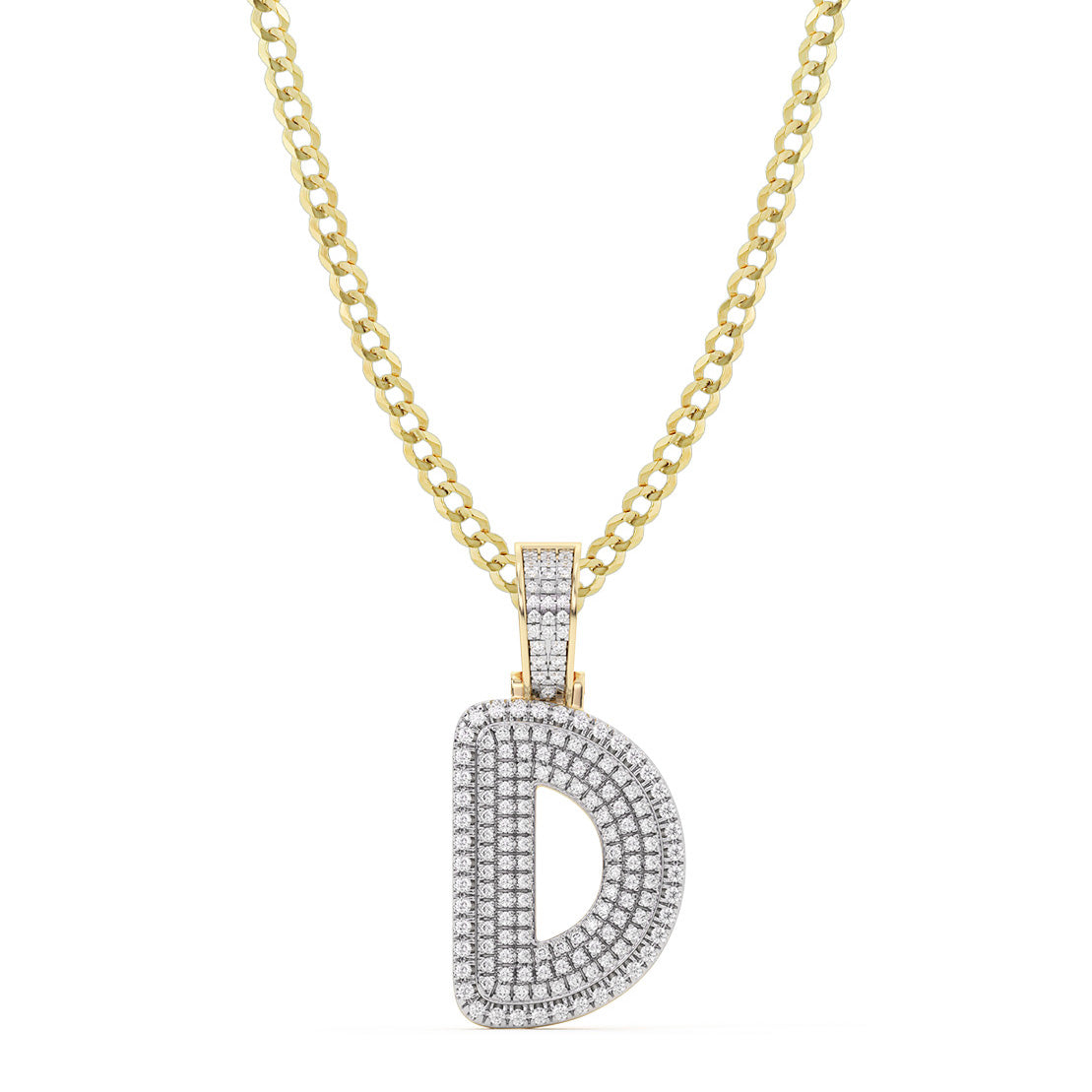 Women's Diamond "D" Initial Letter Necklace 0.32ct Solid 10K Yellow Gold