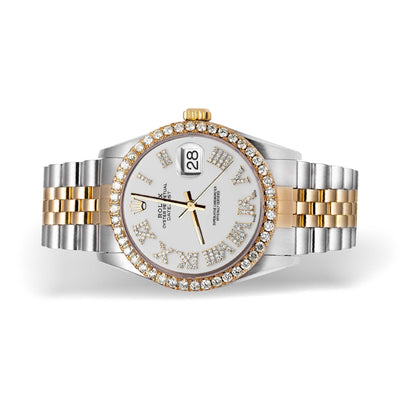 Rolex Datejust Diamond Bezel Watch 36mm White Roman Dial | 2.15ct