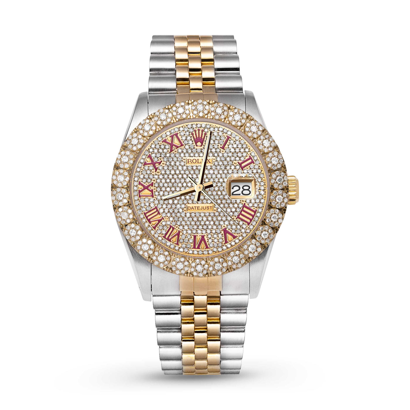 Rolex Datejust Diamond Bezel Watch 36mm Pink Roman Dial | 3.75ct