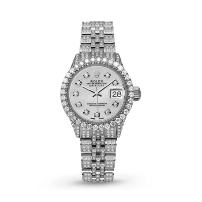 Women Rolex Datejust Diamond Bezel Watch 26mm Mother of Pearl Dial | 6.20ct