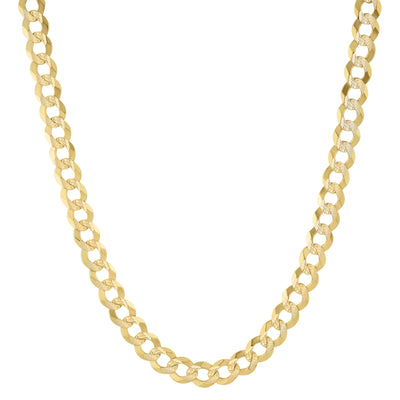 Diamond-Cut Miami Curb Link Chain Necklace 14K Yellow Gold - Solid