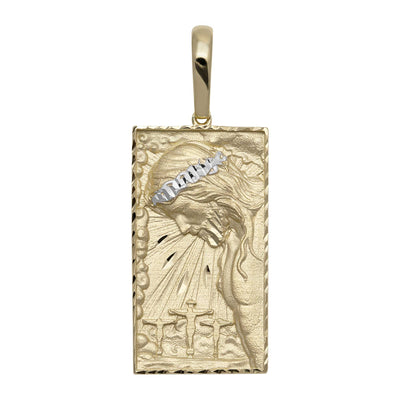1 1/2" Diamond-Cut Jesus Medallion Pendant 10K Yellow Gold